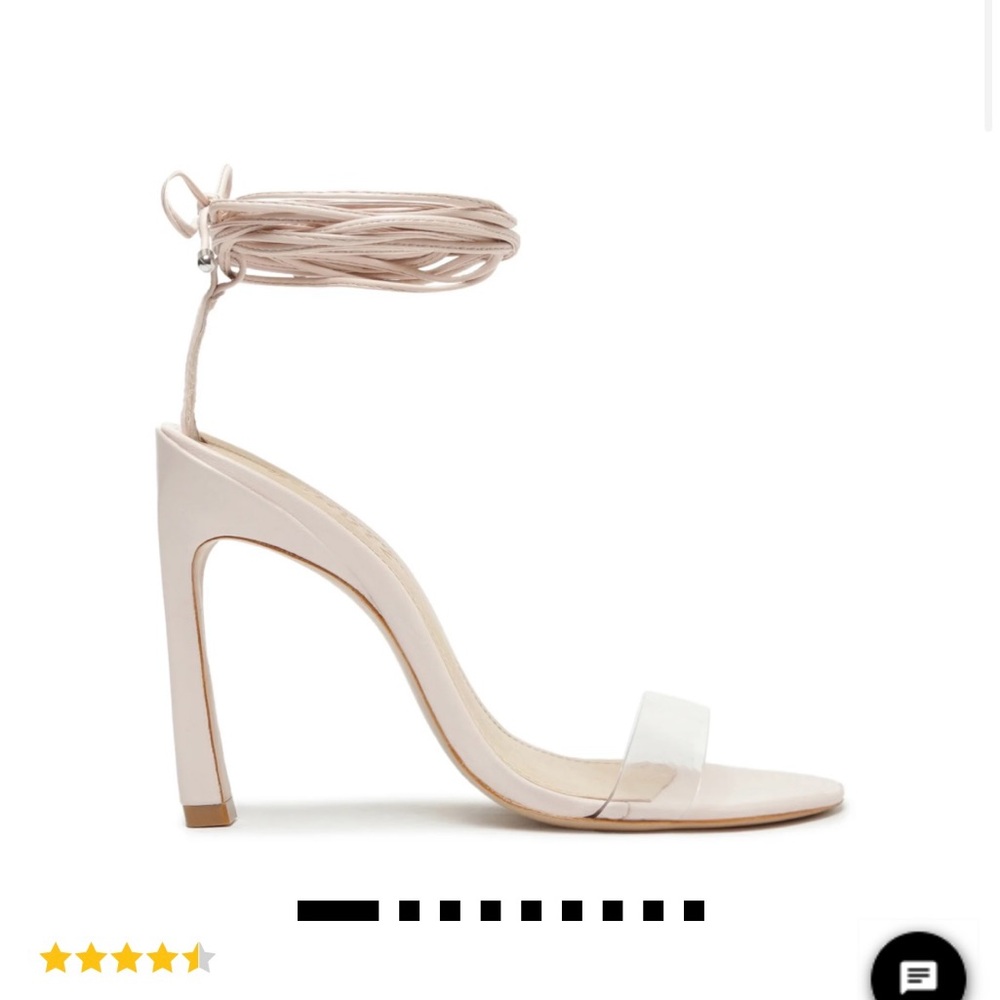 NWT Schutz JESSIE VINYL & NAPPA LEATHER SANDAL / beige strappy heel